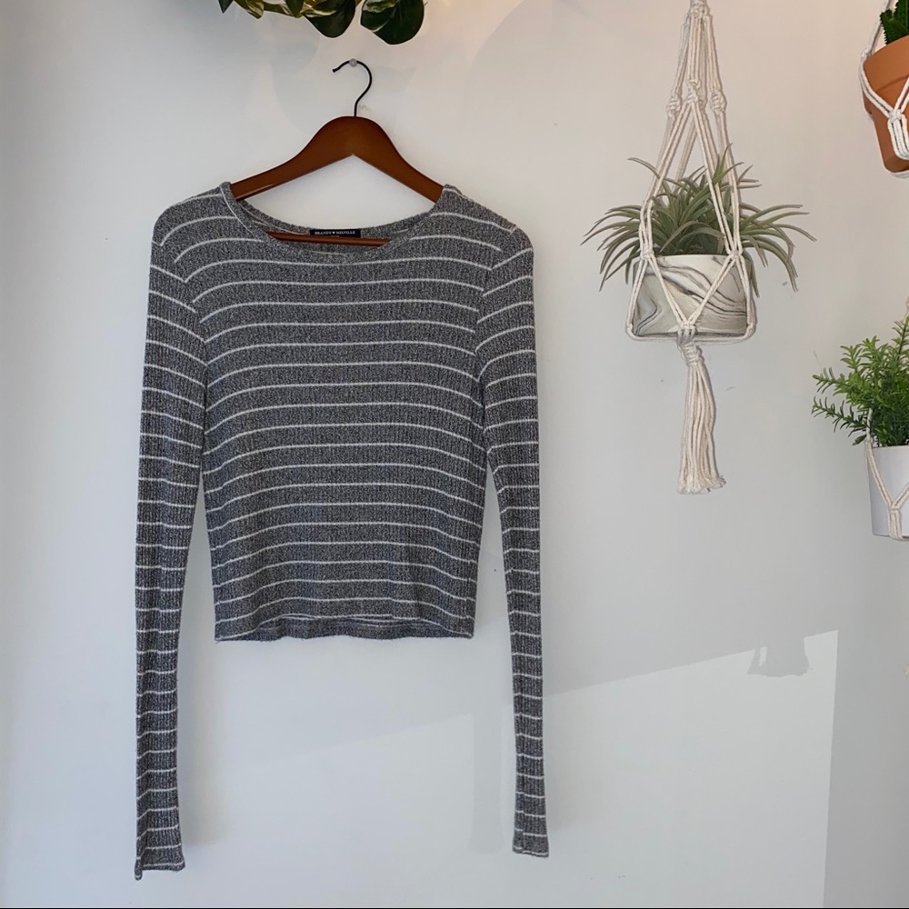 Gray and white striped sweater